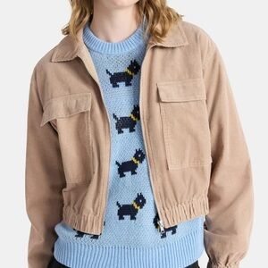 Stranger Things Cropped Corduroy Tan Bomber Jacket
